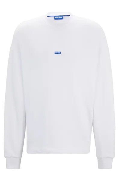 Свитшот Hugo Cotton-terry With Blue Logo Label, белый