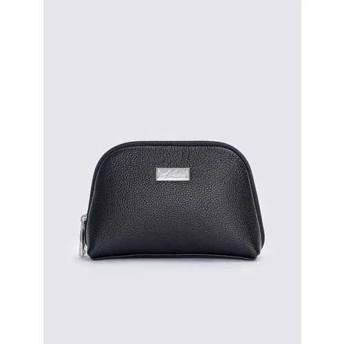 Косметичка A.Valentino на молнии, натуральная кожа, 6.5х14х21 см, подкладка, жесткое дно, черный