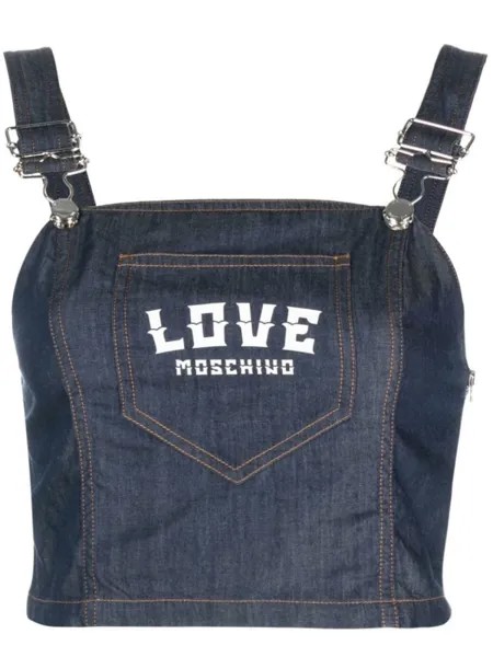 Love Moschino джинсовый топ с логотипом, синий