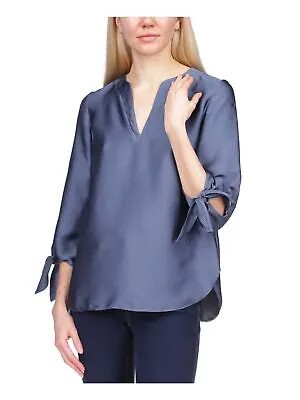 MICHAEL KORS Женская синяя блузка с круглым вырезом и круглым вырезом с рукавами 3/4 и V-образным вырезом, размер XL