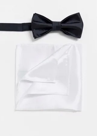 Однотонные галстук-бабочка и платок для нагрудного кармана Devils Advocate Wedding-Черный