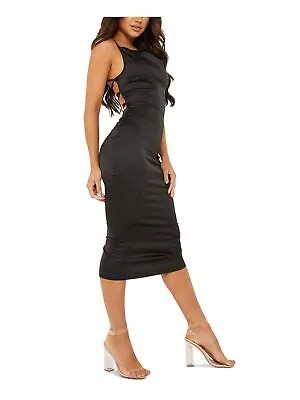 Черное женское коктейльное платье-футляр миди QUIZ со шнуровкой сзади и тонкими бретельками 8