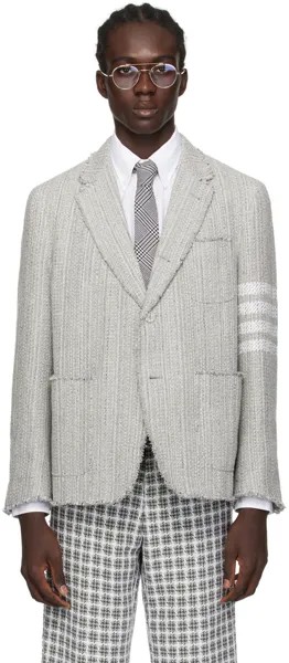 Серый пиджак с четырьмя полосками Thom Browne, цвет Medium grey