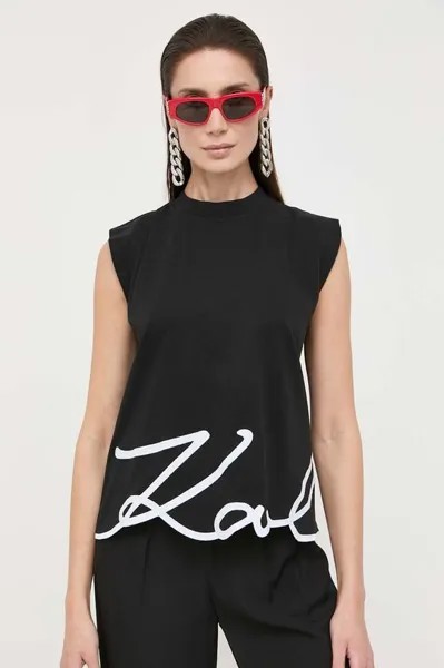 Хлопковая футболка Karl Lagerfeld, черный