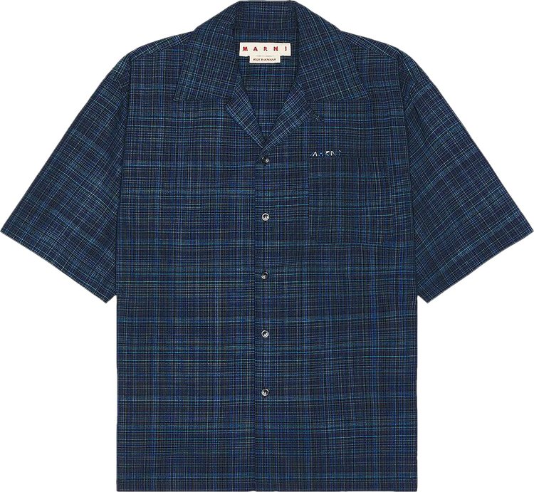 Рубашка Marni Plaid Button Down 'Blue', синий