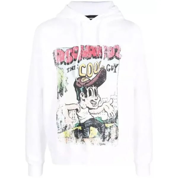 Футболка graffiti-print cotton hoodie Dsquared2, белый