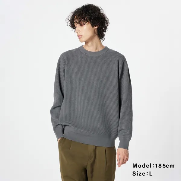 Легкий свитер с круглым вырезом Мужской PLST, серый