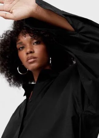 Stradivarius Рубашка Объемного Кроя Из Поплина Черный Xl