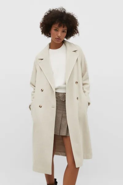 Мягкий фактурный тренч Stradivarius, экрю