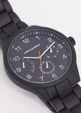 Черные наручные часы с белым циферблатом ASOS DESIGN-Черный