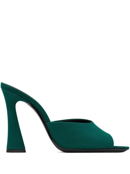 Saint Laurent шелковые мюли Suite 105, зеленый