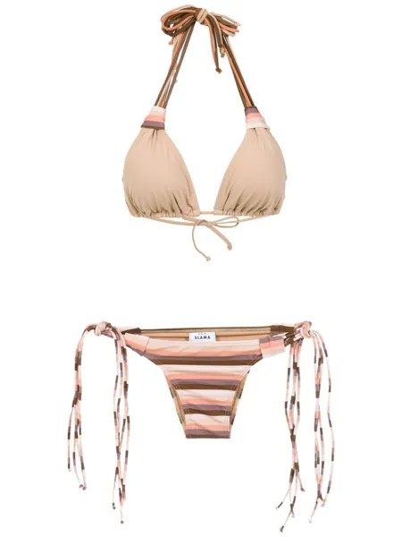 Amir Slama striped bikini set, нейтральный цвет