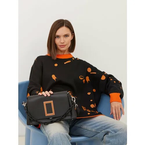 Джемпер ELEGANZZA, размер 44, , black/orange