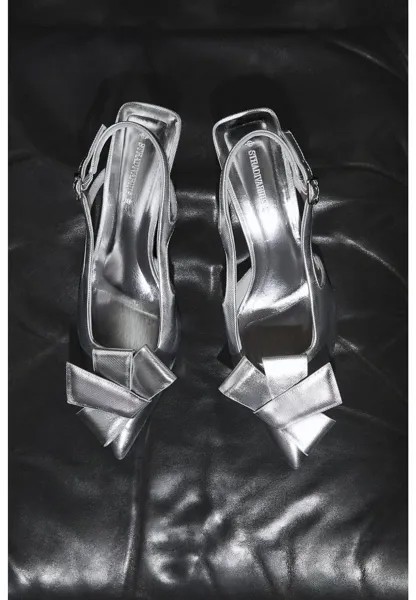 Туфли с пяткой в виде котенка Stradivarius, серебряный