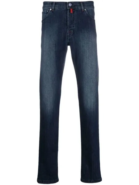 Kiton прямые джинсы с эффектом потертости, синий