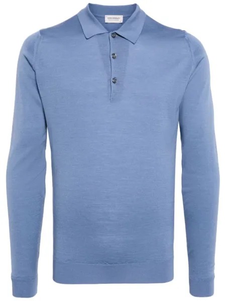 John Smedley шерстяная рубашка поло с длинными рукавами, синий