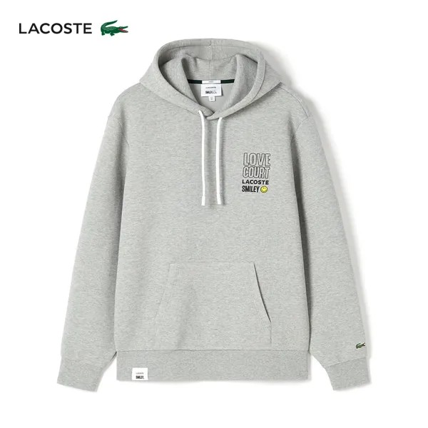 Толстовка унисекс Lacoste x Smiley удобная, серый
