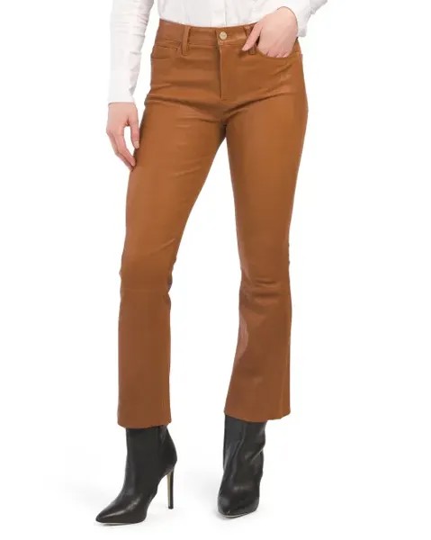 Укороченные брюки Le Crop из кожи ягненка Mini Bootcut Frame, цвет Tobacco