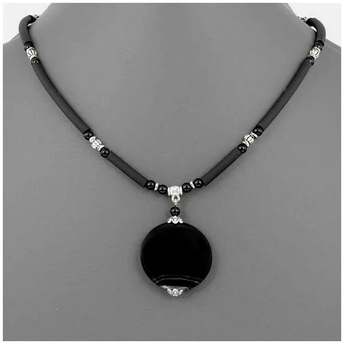 Бусы агат черный 43 см. №01337