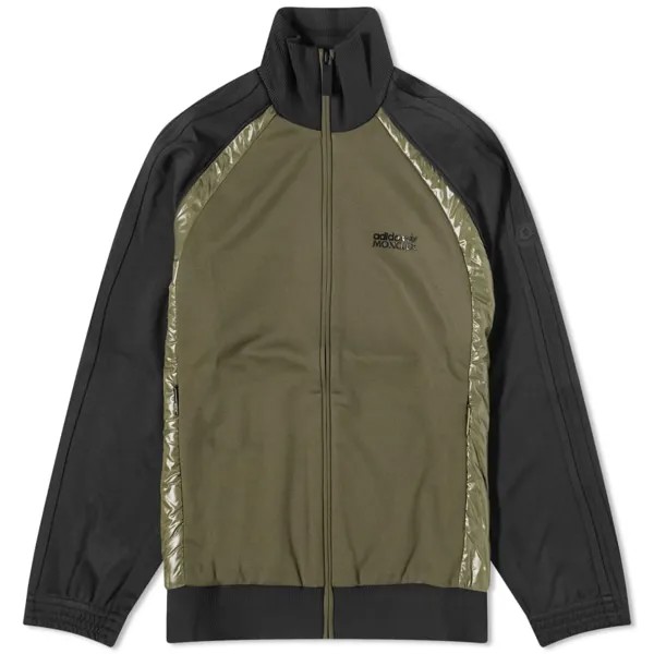 Вязаная спортивная куртка на молнии Moncler Genius x adidas Originals, черный/оливковый