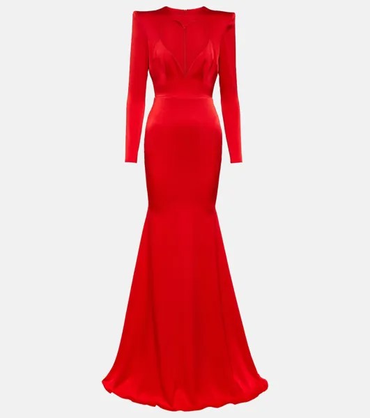 Атласное креповое платье с вырезом garland Alex Perry, красный