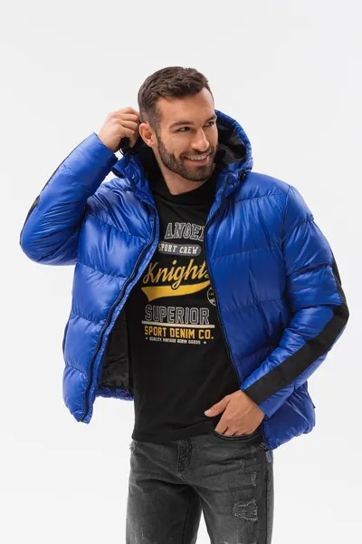 Зимняя куртка на синтепоне и капюшоне Ombre, синий