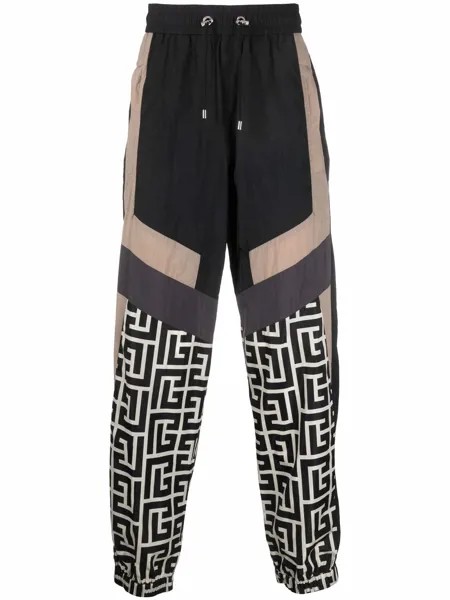 Balmain спортивные брюки в стиле колор-блок с монограммой