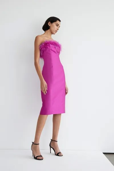 Платье-бандо с перьями Warehouse, фиолетовый