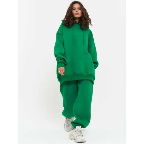 Костюм Little Secret, худи и брюки, спортивный стиль, свободный силуэт, утепленный, размер XL, зеленый