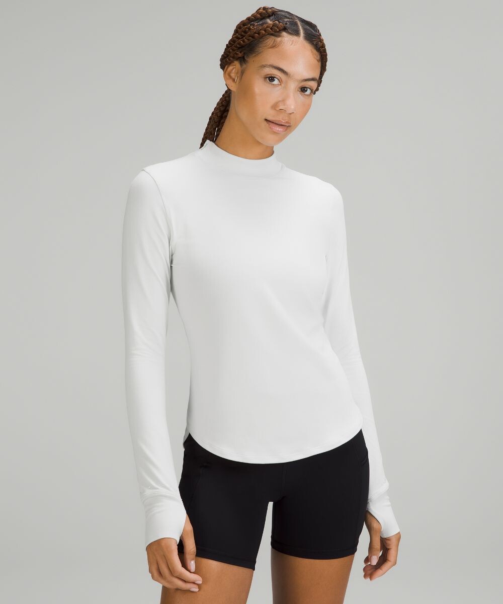 Рубашка с длинными рукавами и воротником-стойкой Rulu для бега Lululemon, белый