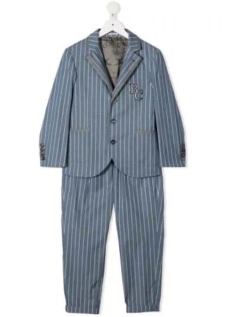 Brunello Cucinelli Kids полосатый костюм с однобортным пиджаком