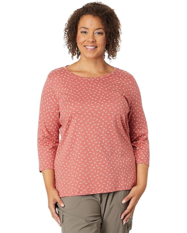 Футболка L.L.Bean Plus Size Pima Cotton Shaped Jewelneck, цвет Sienna Brick Ditsy Floral