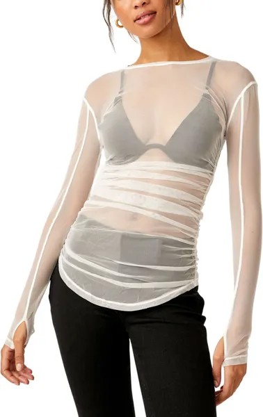 Рубашка Free People Last Layer Long Sleeve, слоновая кость