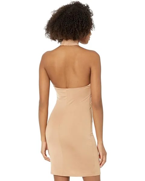 Платье Bebe Cross Front Halter Neck Dress, цвет Almond