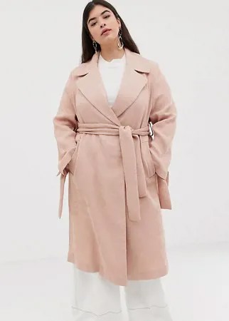 Фактурное пальто ASOS DESIGN Curve-Розовый цвет