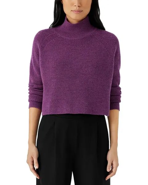 Шерстяной свитер с высоким воротником Eileen Fisher, цвет Purple