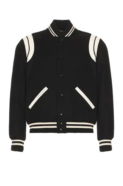 Куртка Saint Laurent Teddy Bomber, цвет Black & White