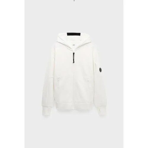 Худи C.P. Company diagonal raised fleece zipped lens hoodie, размер 50, белый
