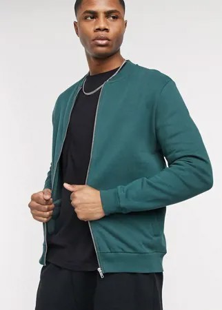 Зеленый трикотажный бомбер ASOS DESIGN-Зеленый цвет