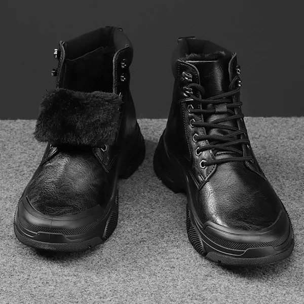 Ботинки комбат на плюшевой подкладке на шнурках для мужчины