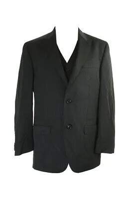 Черный жилет и куртка в мини-полоску Sean John 40R