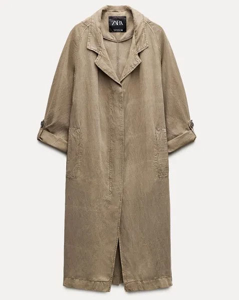 Тренч Zara Zw Collection Oversize Faded, коричневый