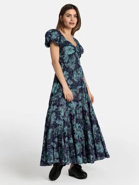 Платье с коротким рукавом, залитое солнцем Free People, зеленый