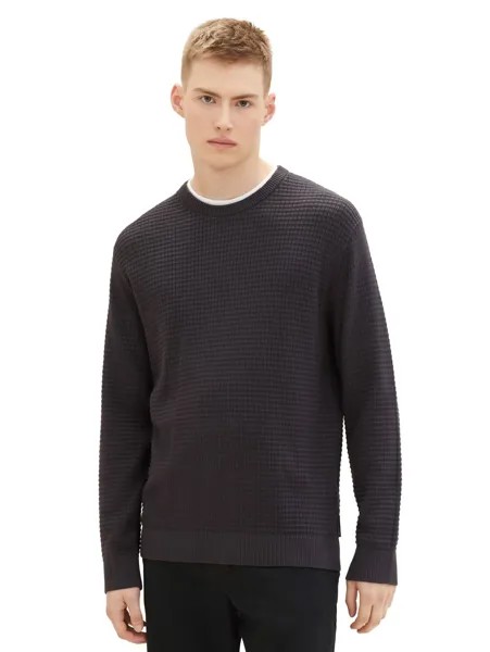 Пуловер TOM TAILOR Denim STRUCTURED DOUBLELAYER, серый
