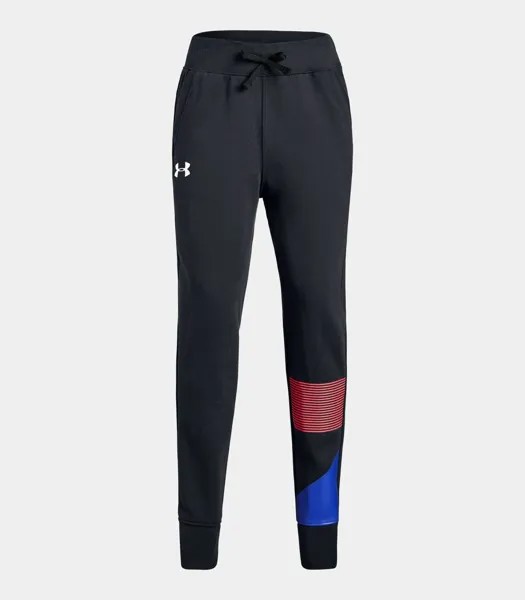 Черные утепленные спортивные штаны Under Armour Girl Rival Jogger свободного кроя с зауженными штанинами