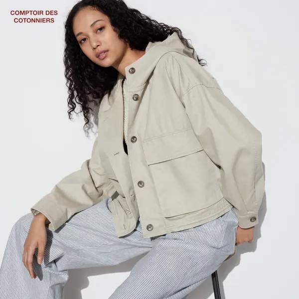 Куртка UNIQLO comptoir de cotonnier из хлопка, серый