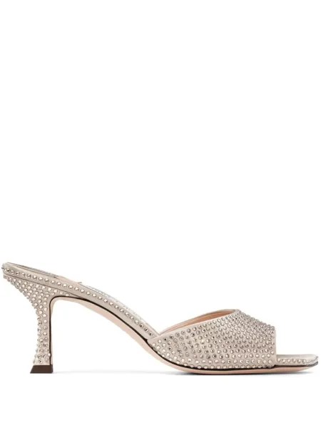 Jimmy Choo мюли Val 70 с кристаллами, нейтральный цвет