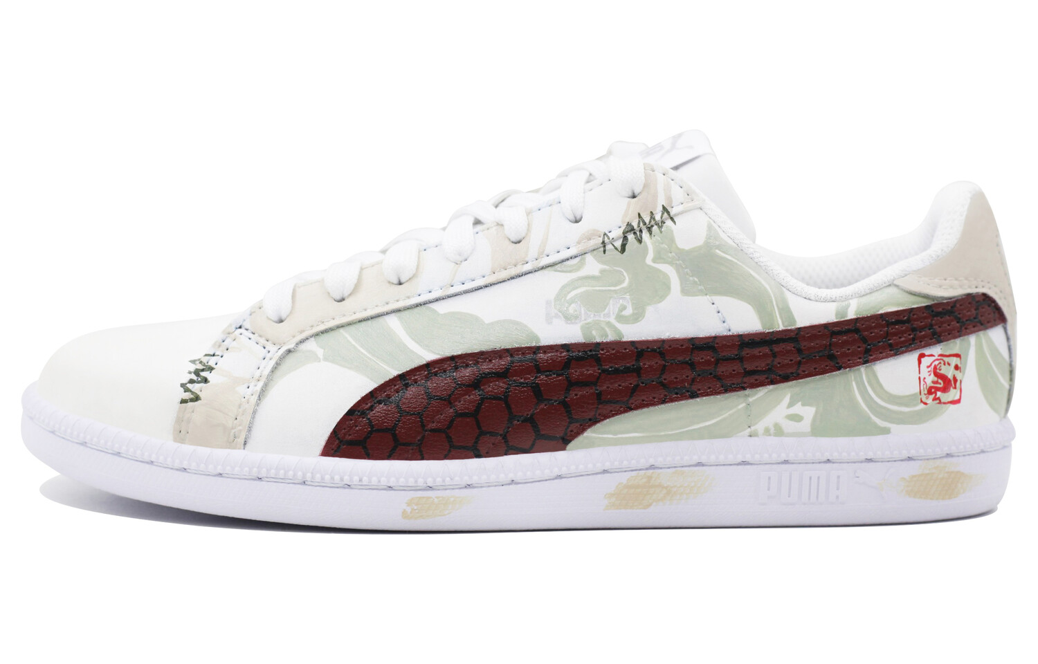 Кроссовки Puma Smash Skateboarding Shoes Unisex Low-top Green/Brown/Beige/Dark Gum, светло-зеленый