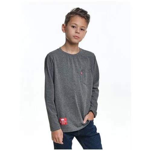 Лонгслив для мальчиков Mini Maxi, модель 7760, цвет меланж/серый/черный, размер 146