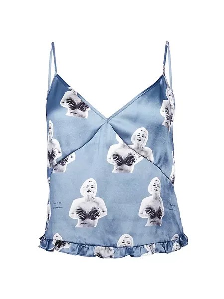 Пижамный топ на бретельках с рюшами Fleur du Mal x Marilyn Monroe Fleur Du Mal, цвет marilyn rose print